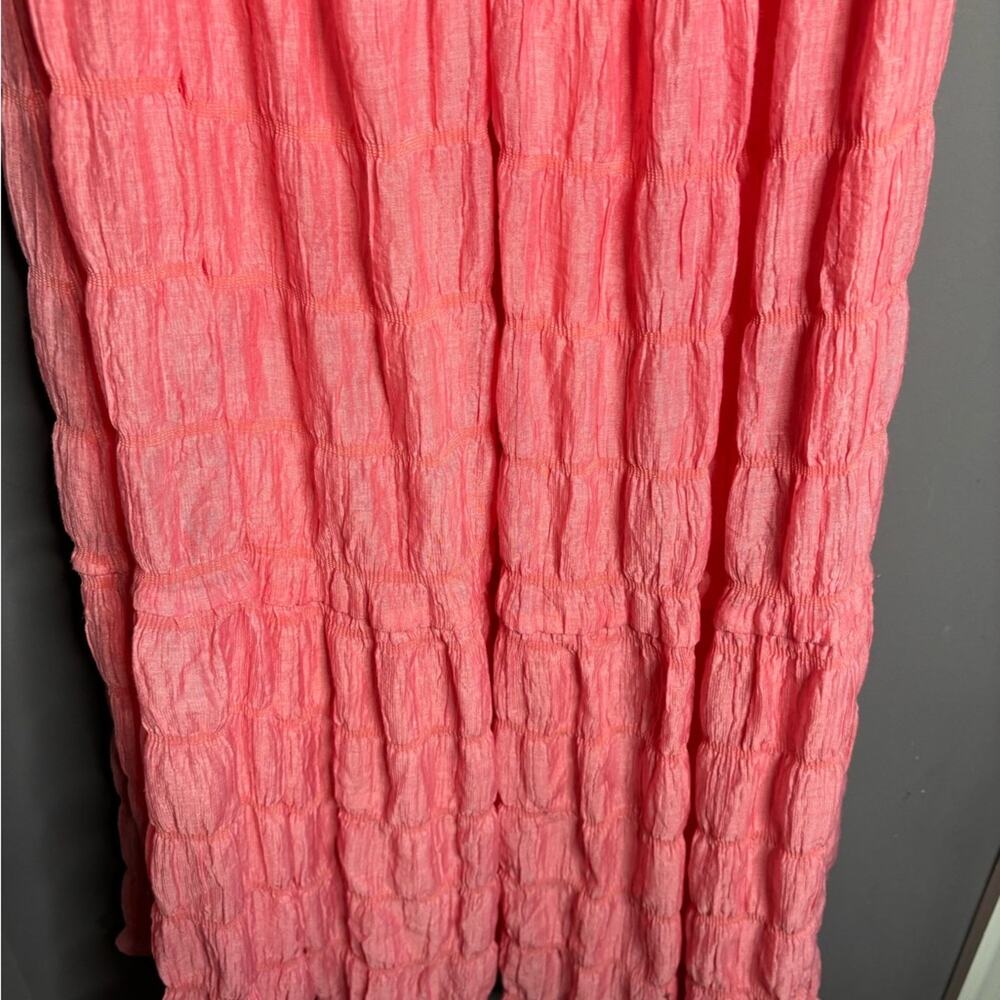 Lush Pink Short Puff Sleeve Maxi Dress Sweetheart Neckline Size Medium - Picture 4 of 7